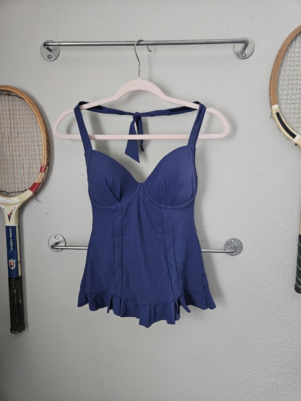Profile By Gottex Starlet Halter Tankini Swimsuit 34D Navy